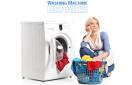 Washing machine repairs image with happy customer